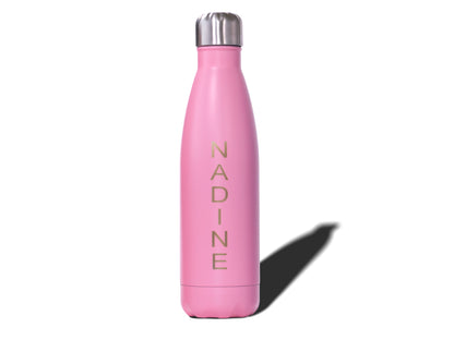 Trinkflasche, Flasche, Rosa, Namens-Gravur, Gravur, personalisierter Gravur
