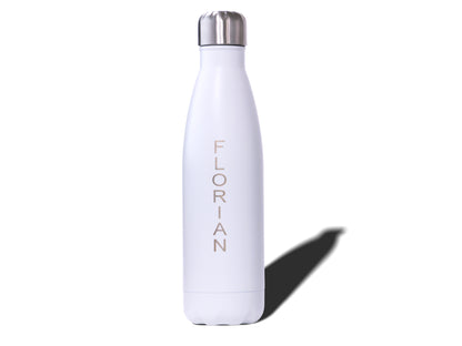 Trinkflasche, Flasche, Weiß, Namens-Gravur, Gravur, personalisierter Gravur