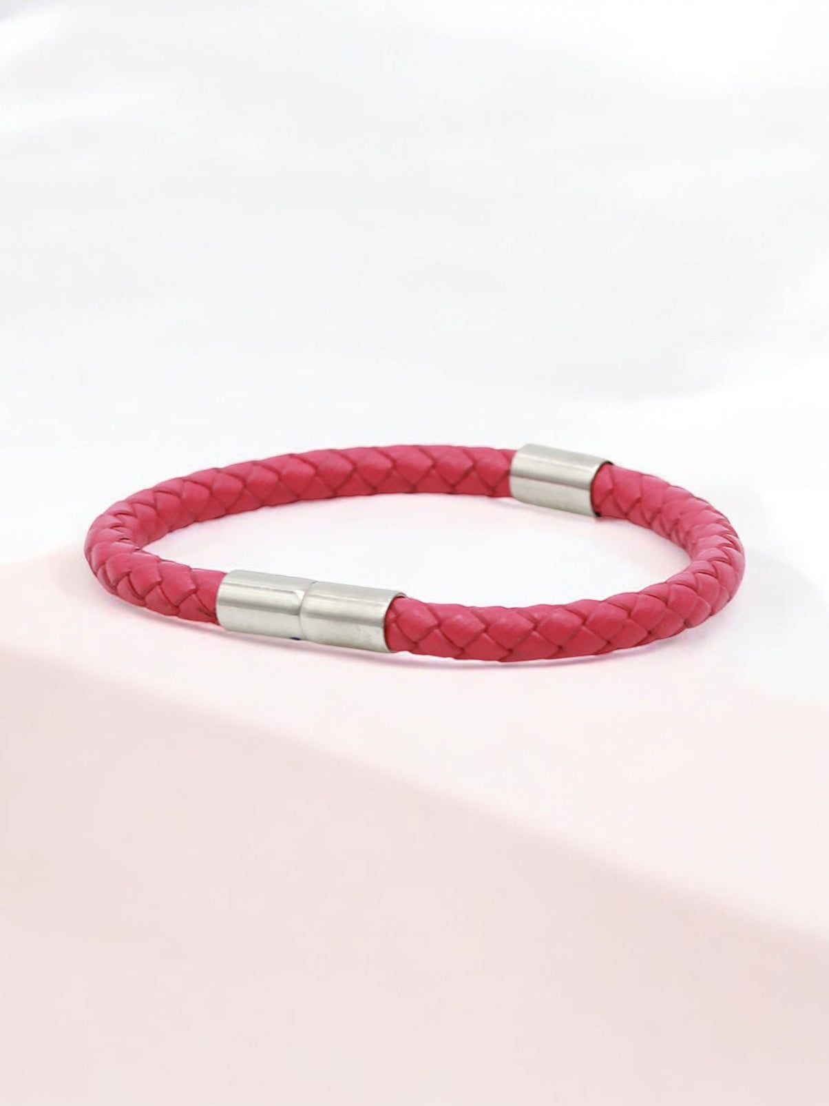 Pink, Lederarmband, Armband, Edelstahl, Magnetverschluss